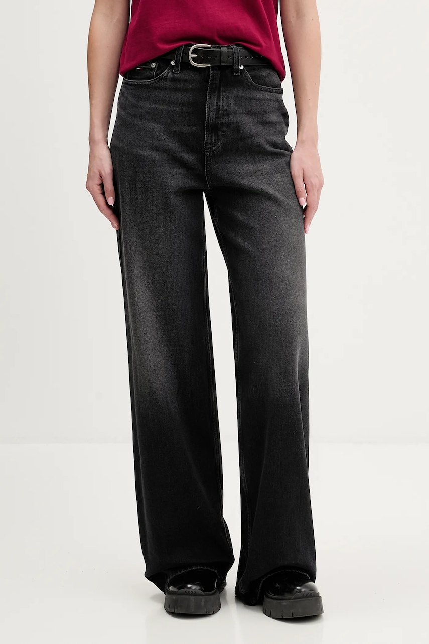 Γυναικεία παντελόνια τζιν wide leg tommy jeans σε μαυρο