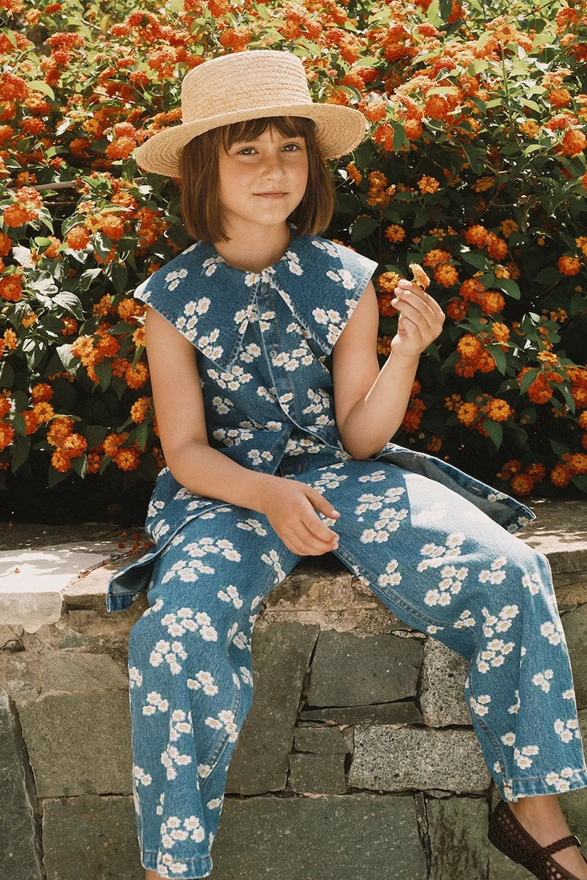 Tinycottons jeans copii BLOSSOMS DENIM JEANS