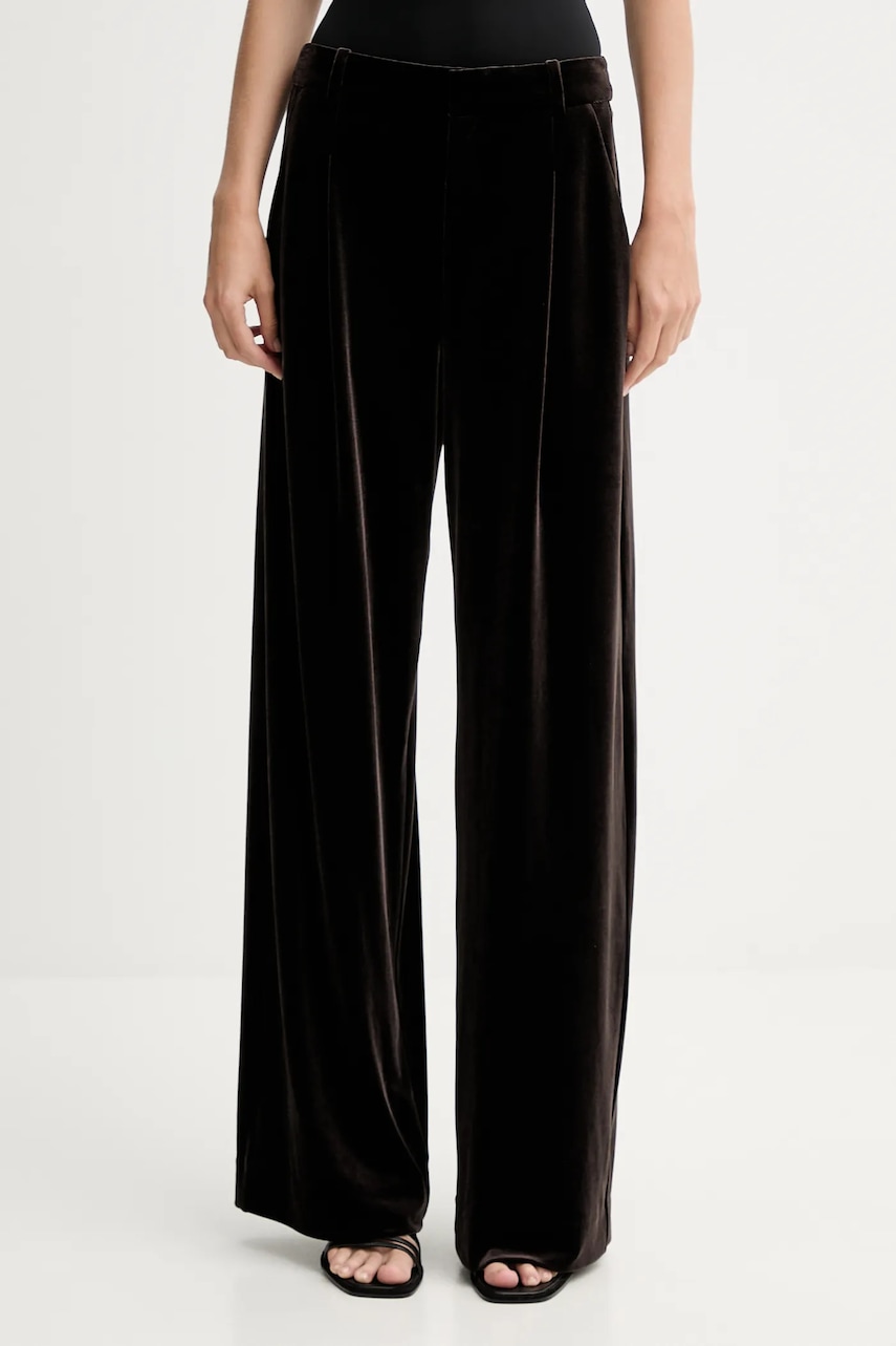 Gestuz pantaloni de catifea culoarea maro, lat, high waist, 10910718