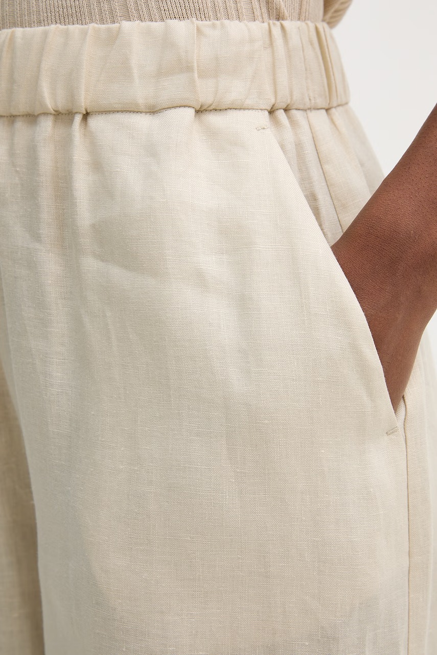 MM by Max Mara kalhoty dámské lněné CANNETI (obrázek 4)