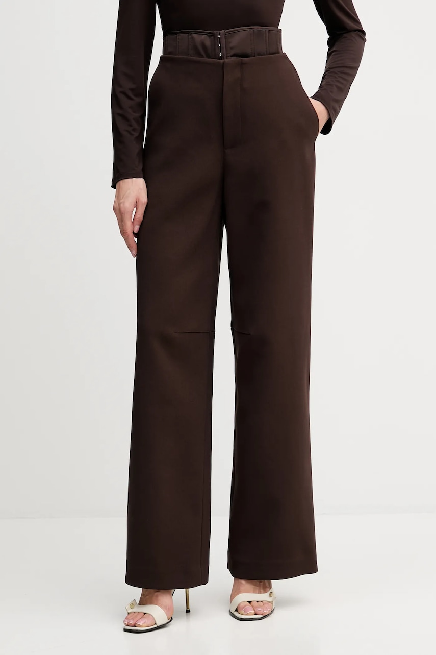 Rotate pantaloni culoarea maro, lat, high waist, 1149412910