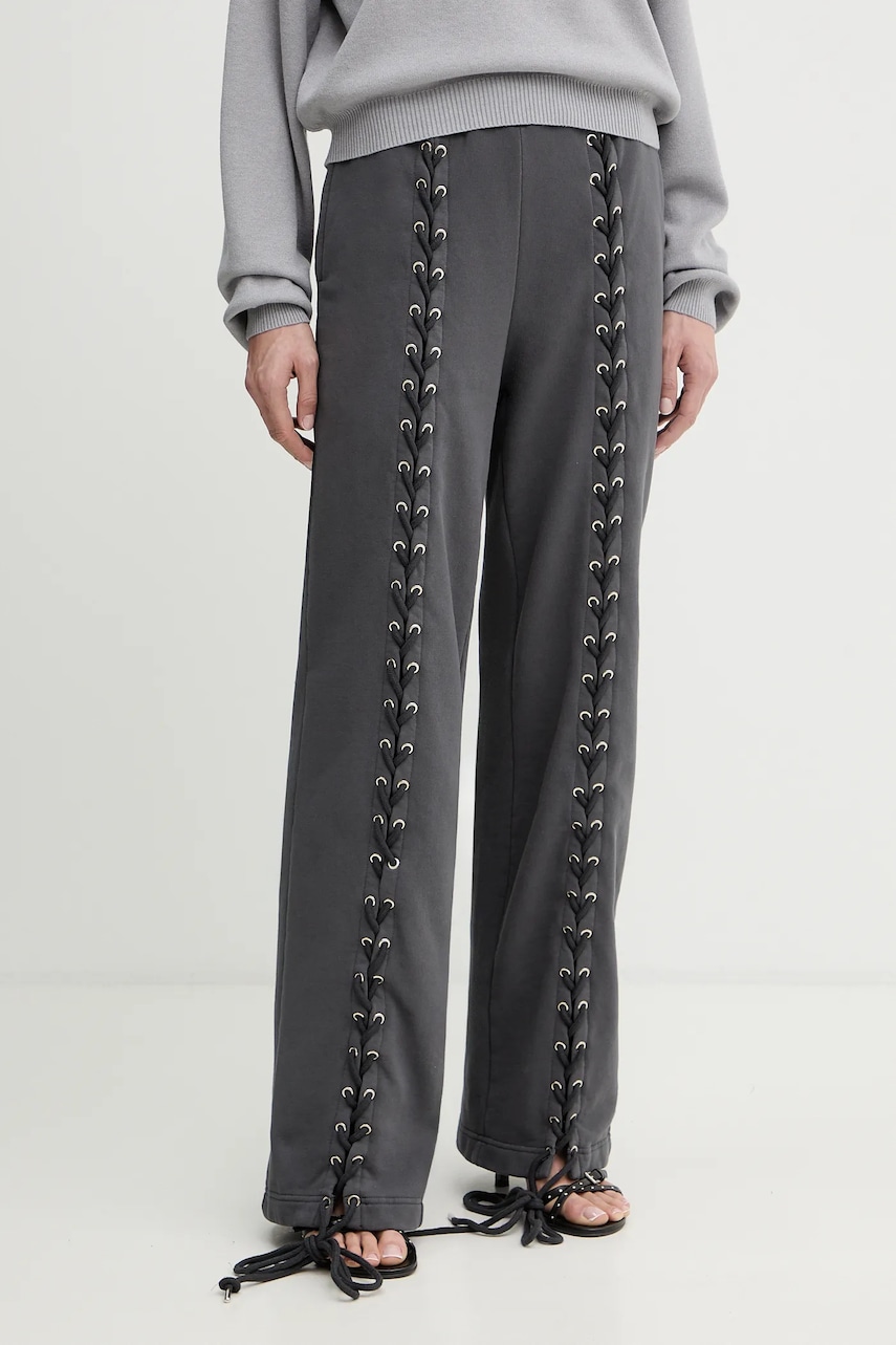 Rotate pantaloni de trening din bumbac culoarea gri, uni, 1143891205