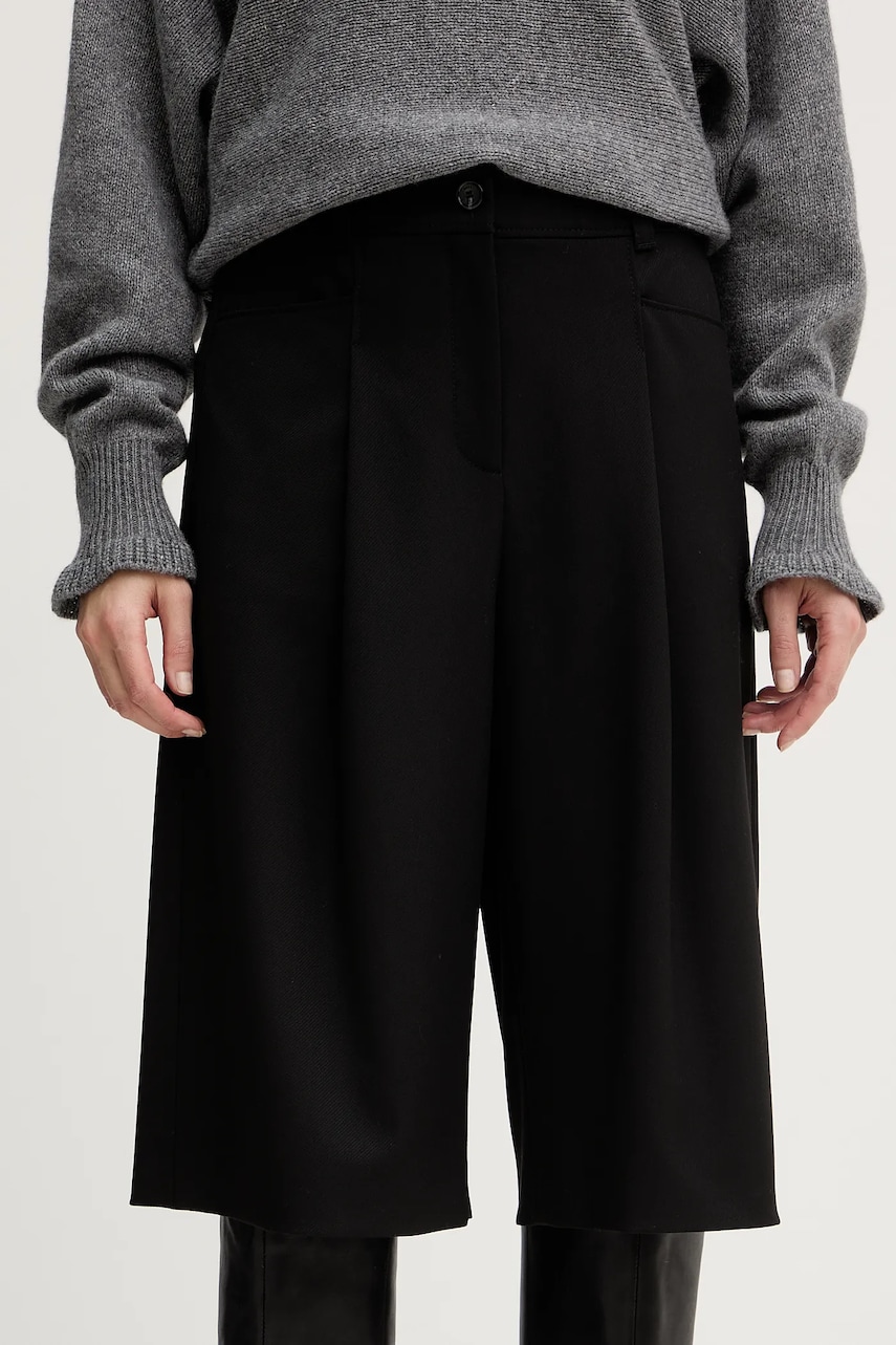 BOSS Orange pantaloni scurți culoarea negru, uni, high waist, 50553602