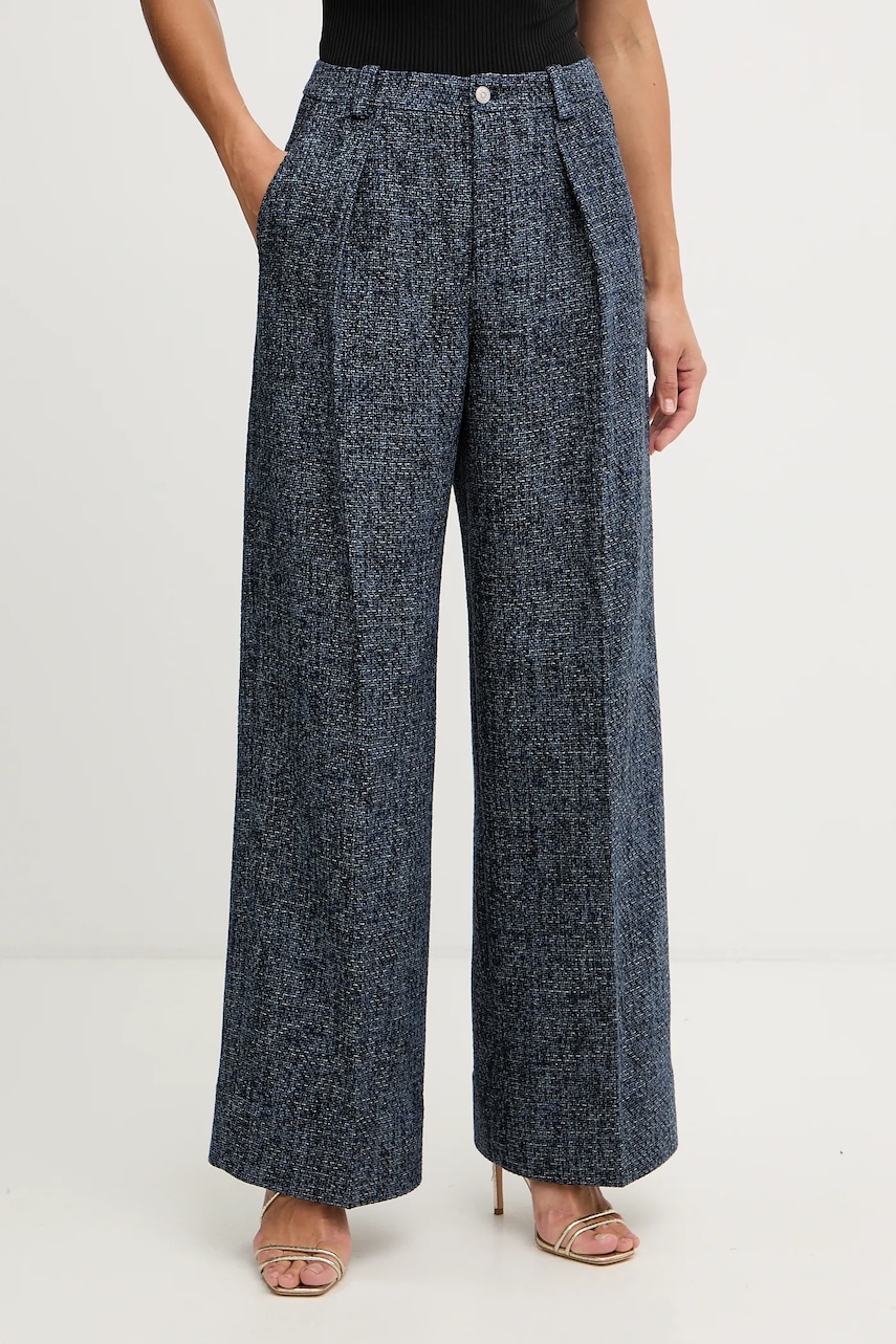 BOSS Orange pantaloni culoarea bleumarin, lat, high waist, 50553824