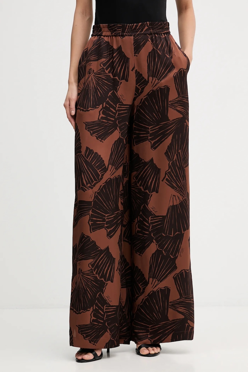 Karl Lagerfeld pantaloni culoarea maro, lat, high waist, B1W10013