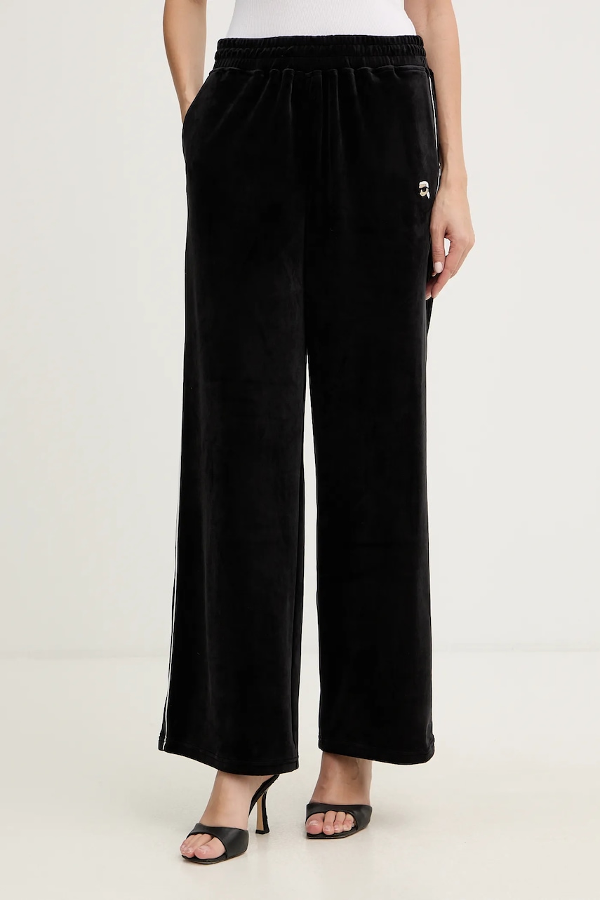 Karl Lagerfeld pantaloni de trening din velur IKON culoarea negru, uni, B1W10022