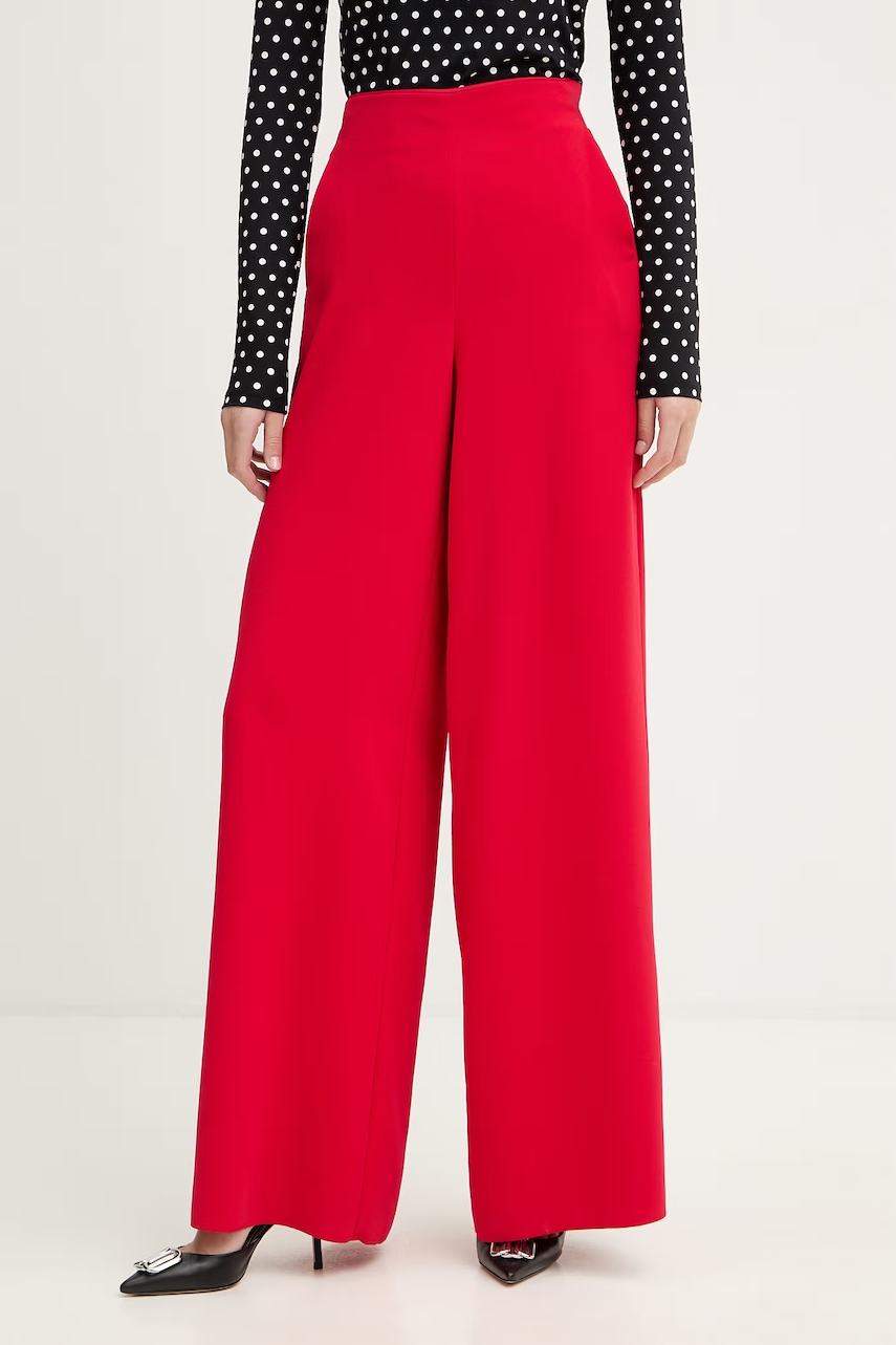 Marella spodnie MLTCAMPO damskie kolor czerwony proste high waist 2613131043200