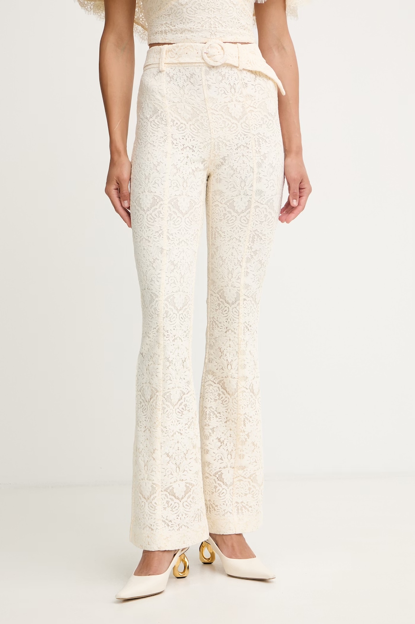 Twinset pantaloni evazați pentru femei, din dantelă