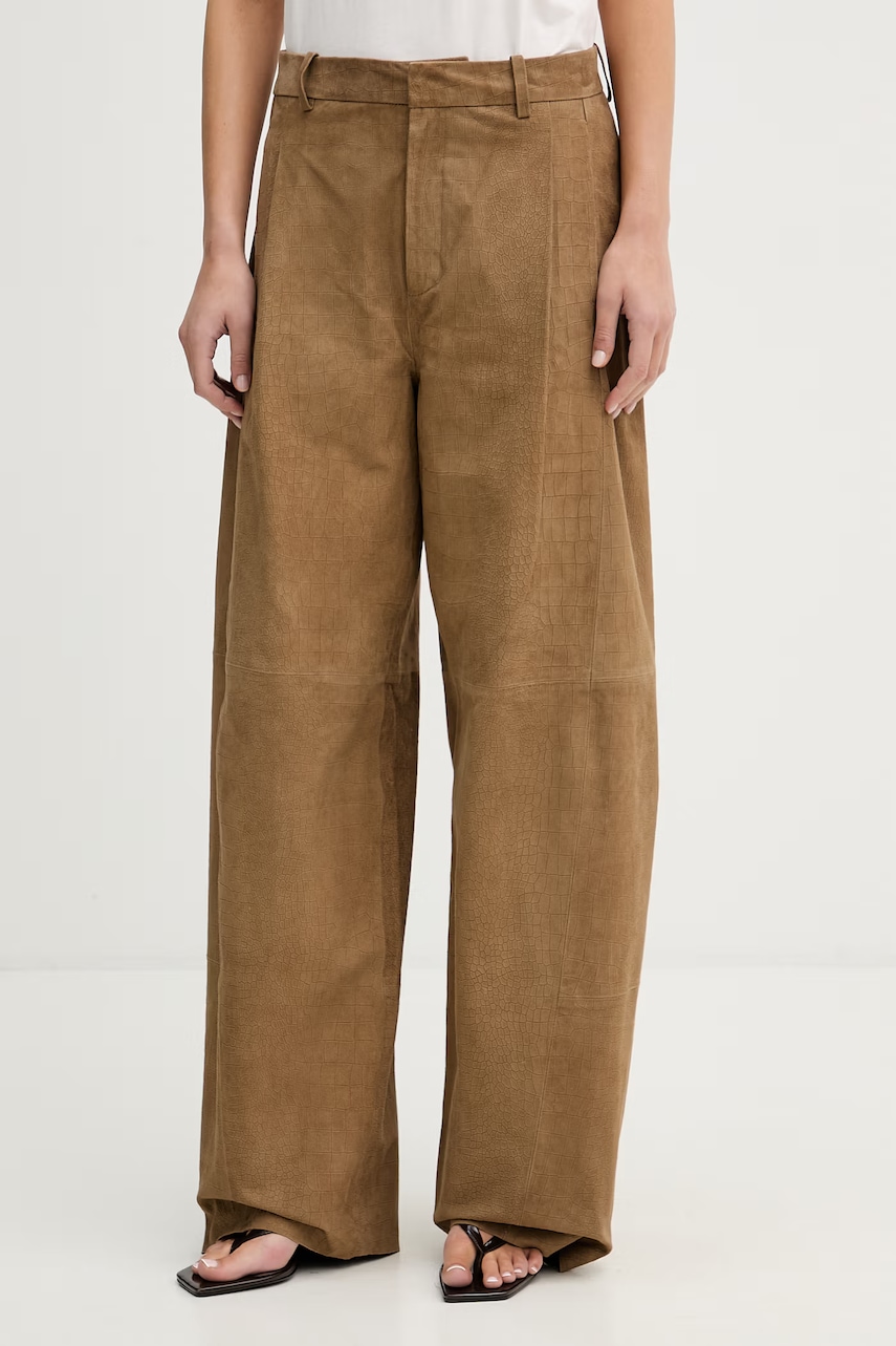 Gestuz pantaloni wide leg pentru femei din piele