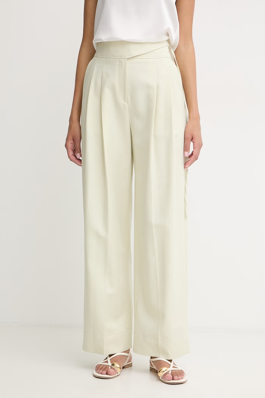 BOSS Orange παντελόνι wide leg Γυναικείο με πρόσμιξη λινού C Talily