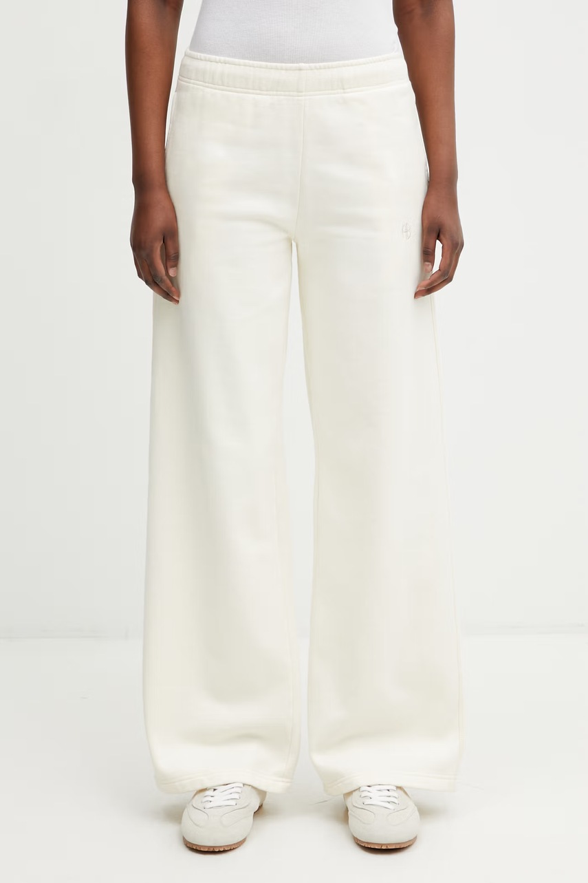 Anine Bing KACEY SWEATPANT MONOGRAM - CREAM spodnie dresowe bawełniane damskie