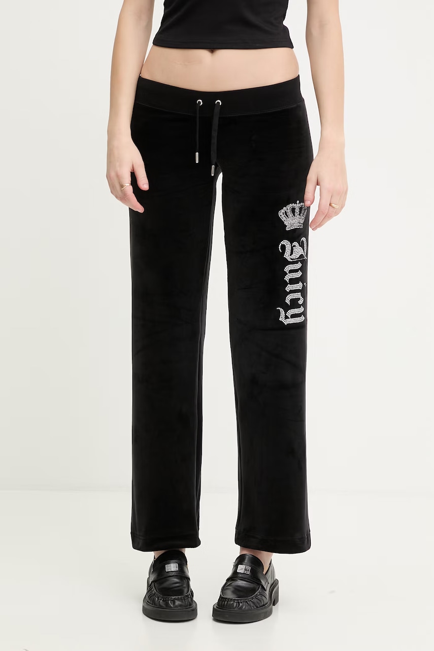 Juicy Couture παντελόνι επίσημο γυναικείο βελούρ GOTHIC CROWN