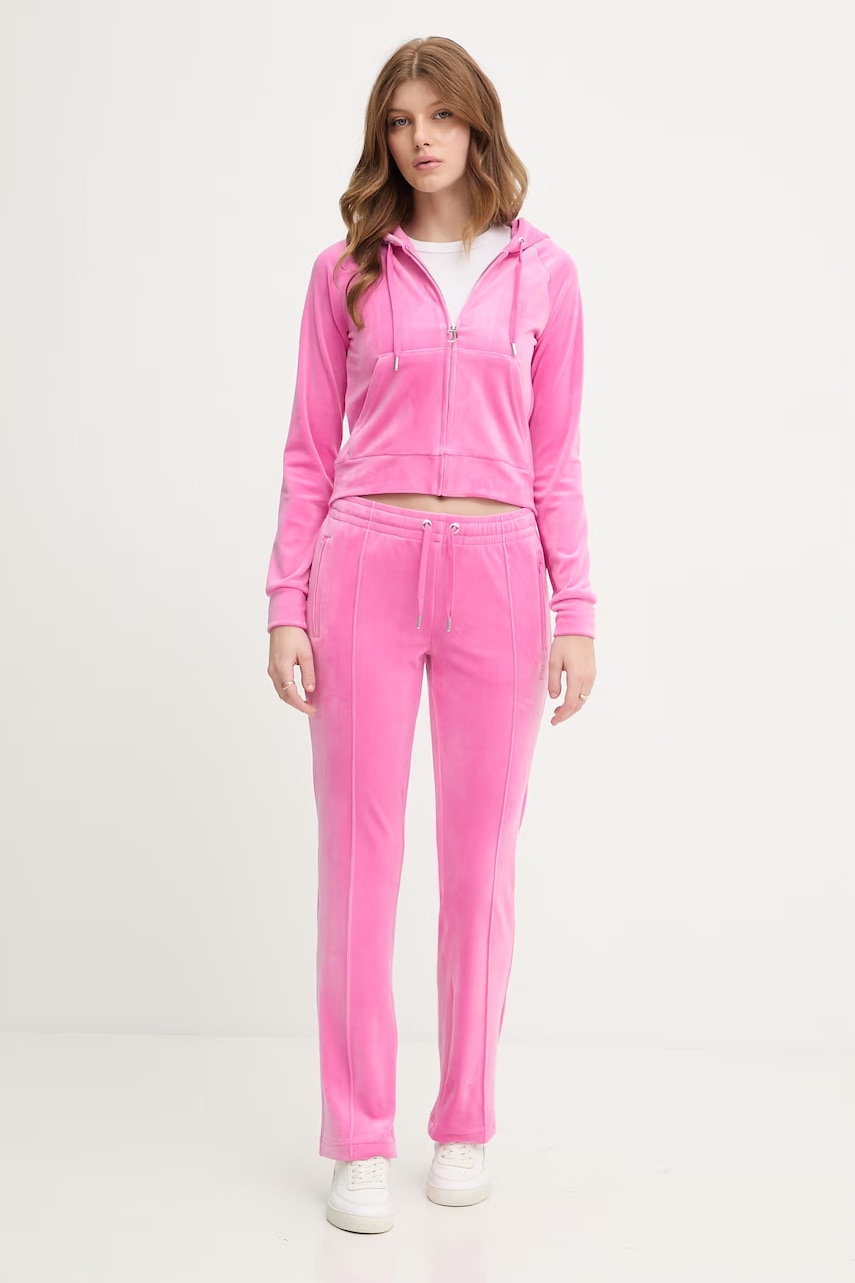 Juicy Couture teplákové nohavice dámske zamatové TINA COL OUT TR