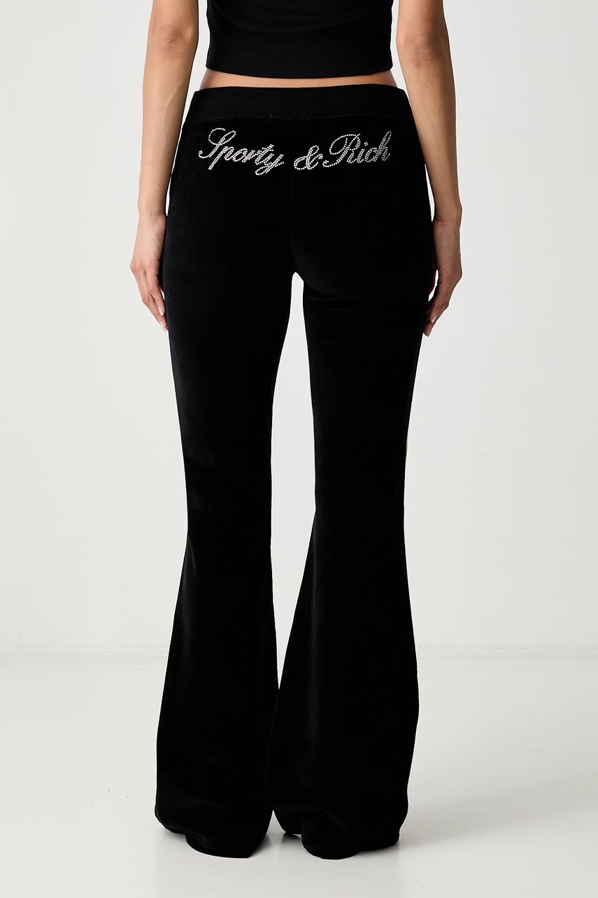Sporty & Rich Signature Logo Krystal pantaloni de trening din bumbac pentru femei