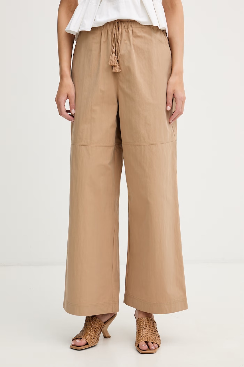 Sisley pantaloni wide leg pentru femei, cu bumbac