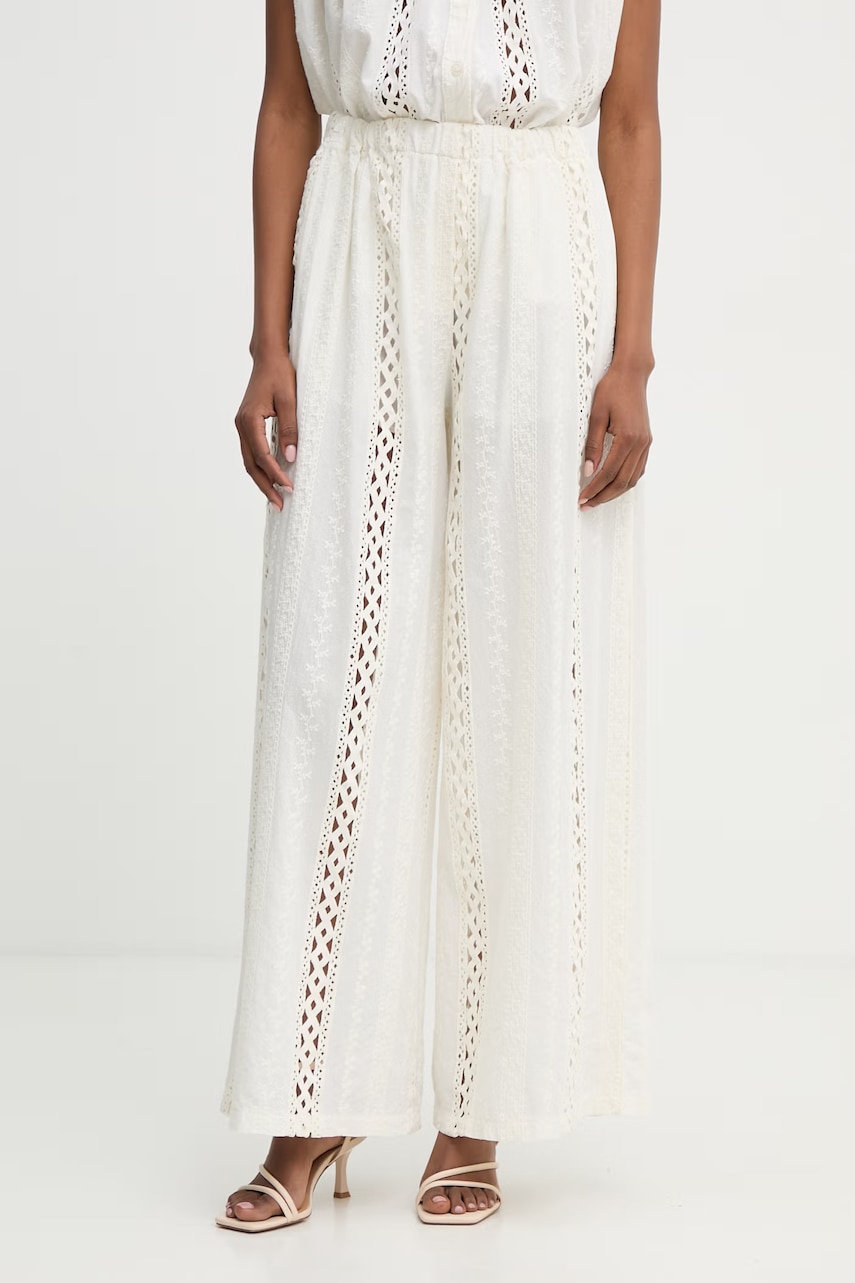 Haveone pantaloni wide leg pentru femei, din bumbac