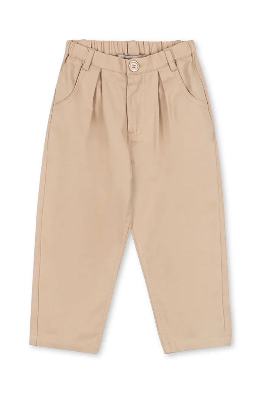Konges Sløjd pantaloni de bumbac pentru copii FRANKIE PANTS GOTS culoarea bej, uni, KS104301