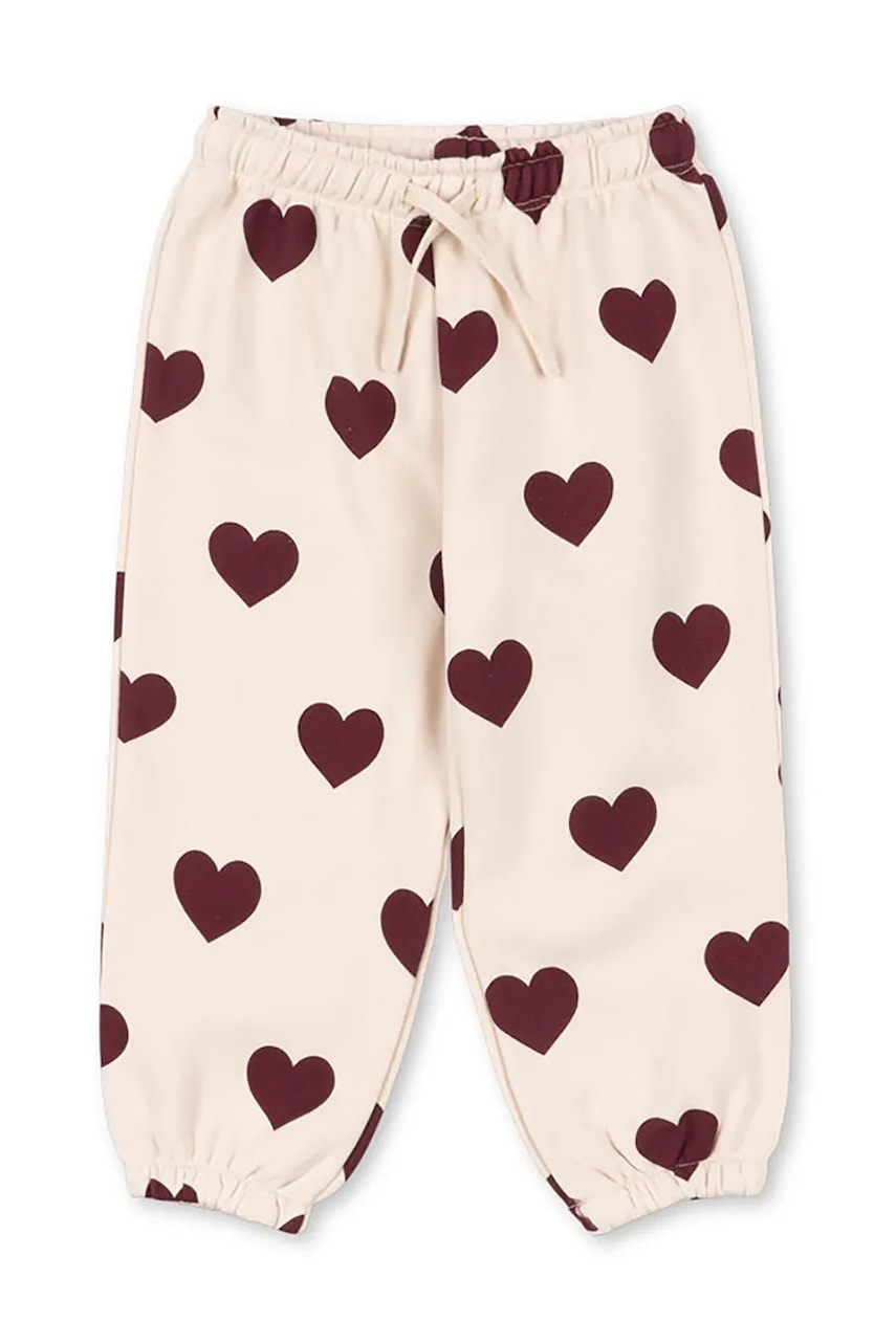 Konges Sløjd pantaloni de trening pentru copii LOU SWEAT PANTS OCS culoarea bej, cu model, KS104345