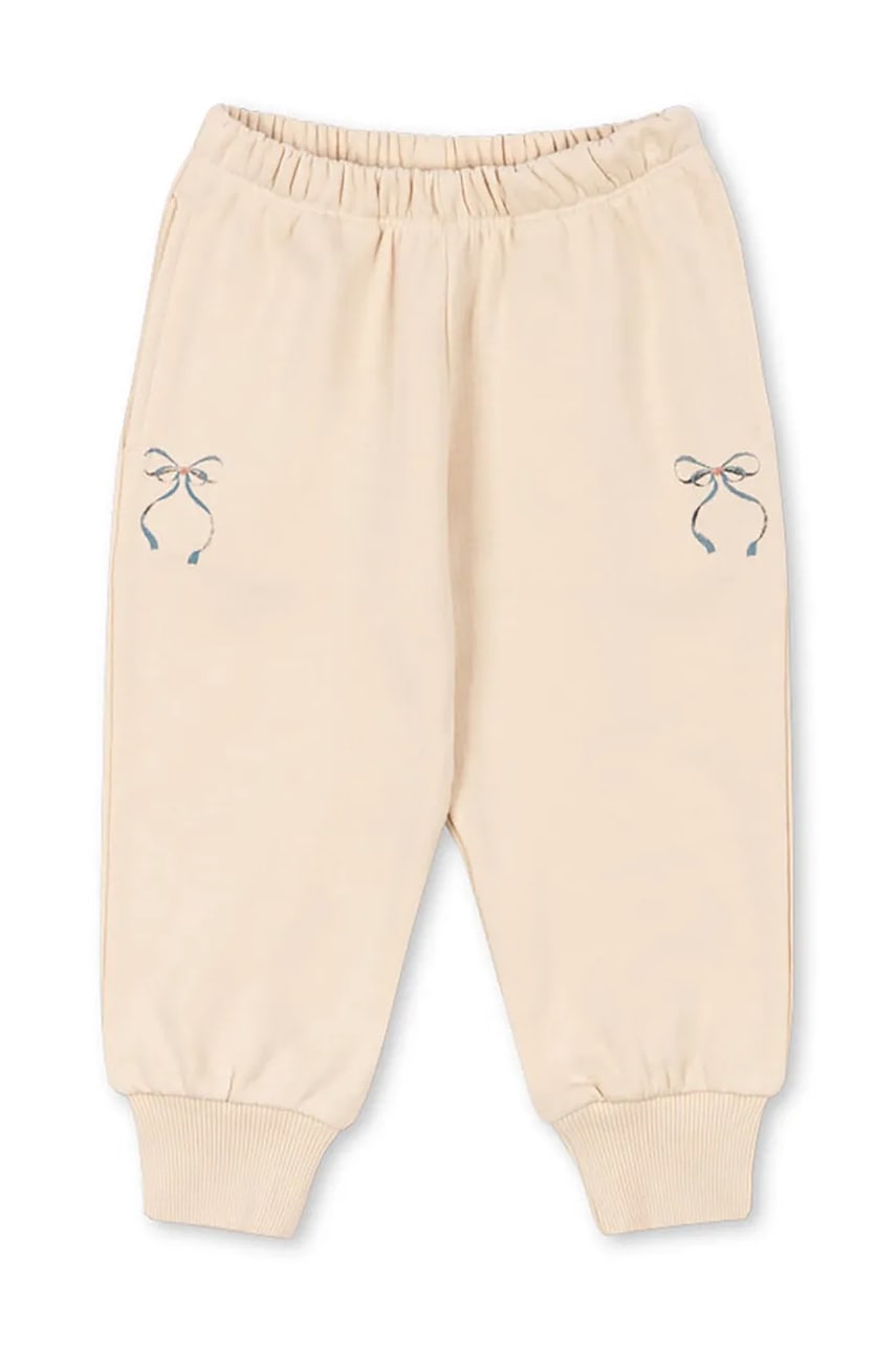 Konges Sløjd pantaloni de trening din bumbac pentru copii LOUPY LOU SWEAT PANTS OCS culoarea bej, melanj, KS104349