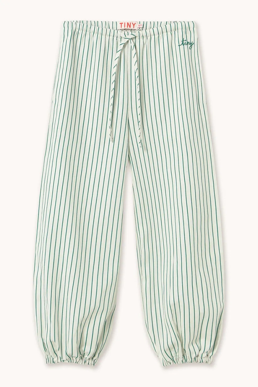 Дитячі штани з додаванням льону Tinycottons EMERALD STRIPES PANT