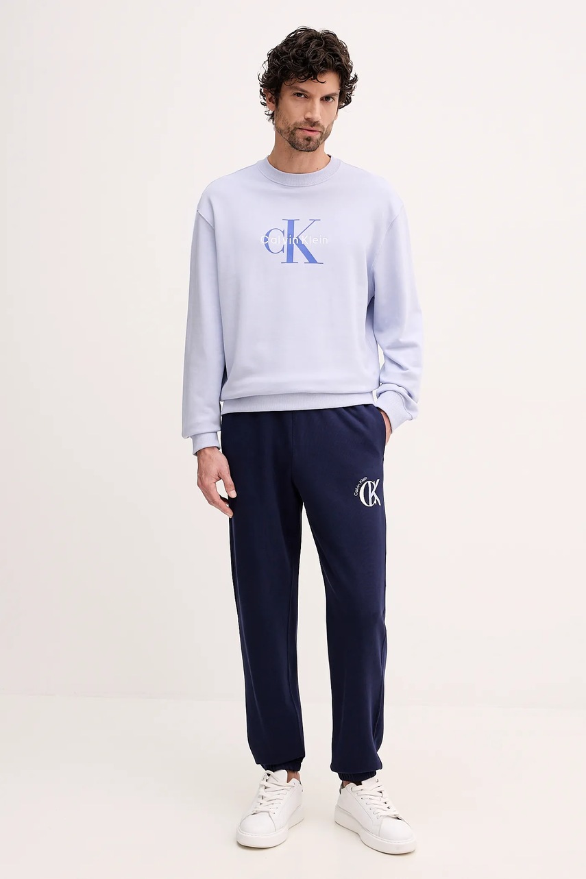 Βαμβακερό παντελόνι Calvin Klein Jeans χρώμα: ναυτικό μπλε, LV04RE256G φωτογραφία