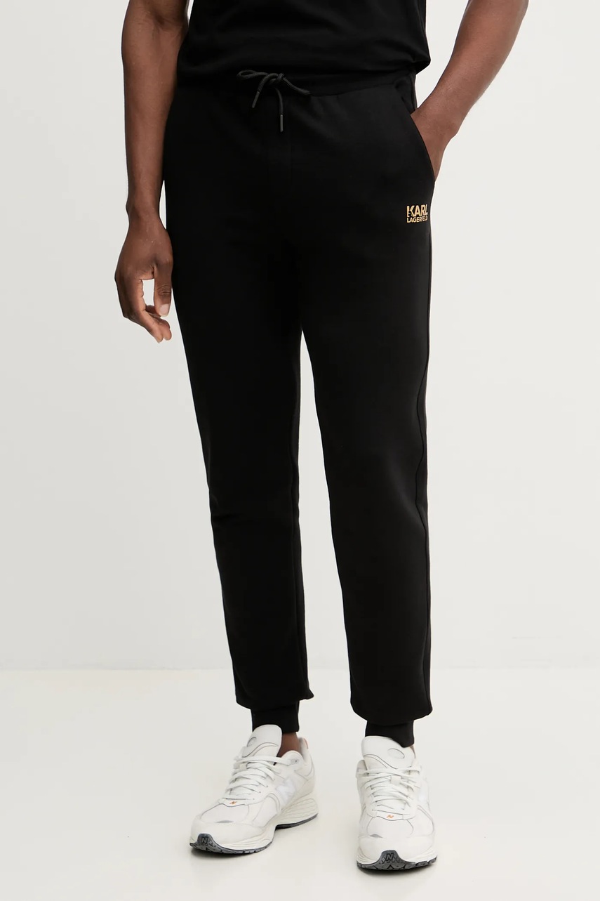 Karl Lagerfeld pantaloni de trening din bumbac culoarea auriu, uni, 561917.705782