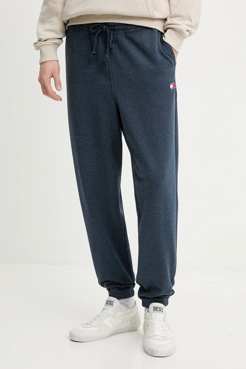 Tommy Jeans pantaloni de trening culoarea albastru marin, melanj, DM0DM22358