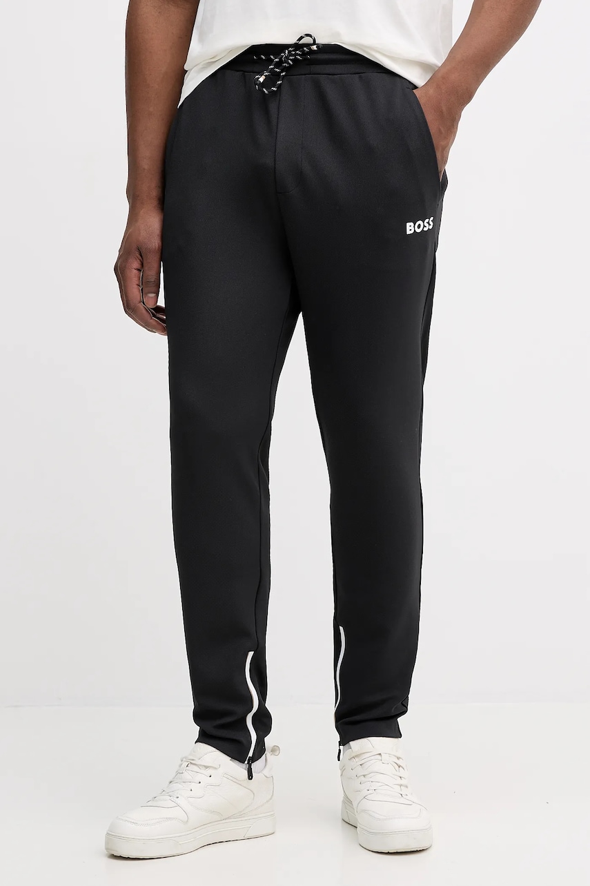 BOSS Green pantaloni de trening culoarea negru, cu imprimeu, 50554379