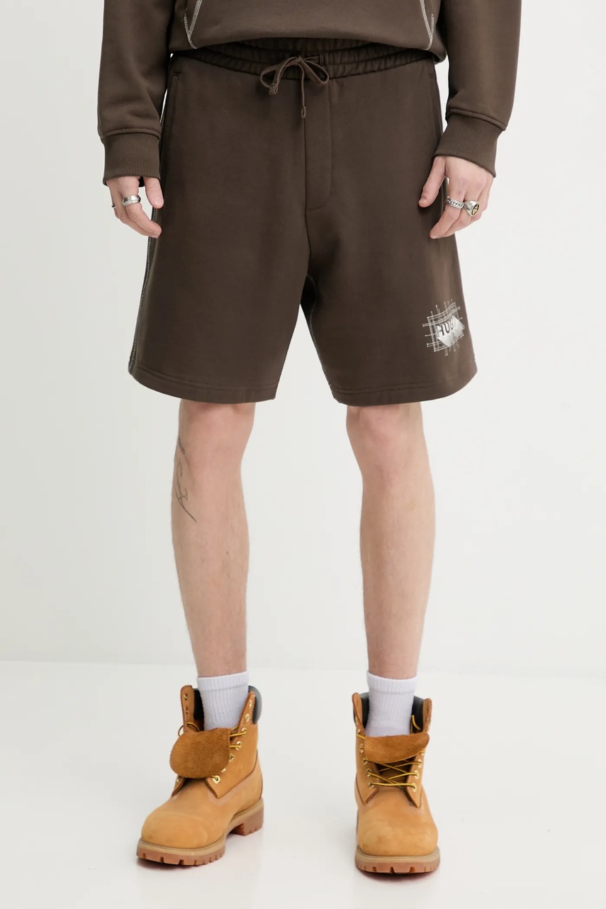 Levně Bavlněné šortky Hugo Blue Nothali pánské, hnědá barva, 50553499