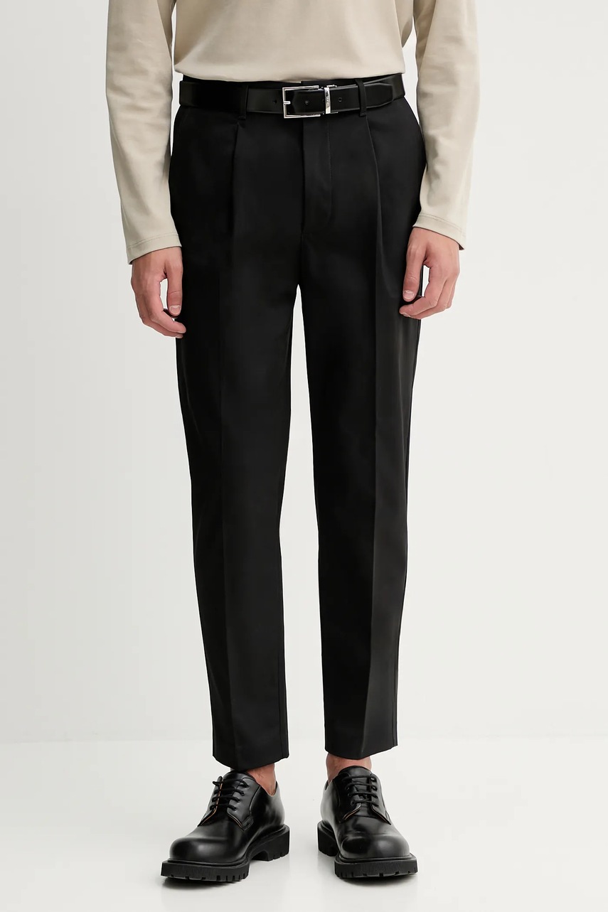 Levně Kalhoty Calvin Klein pánské, černá barva, LV04LE612G