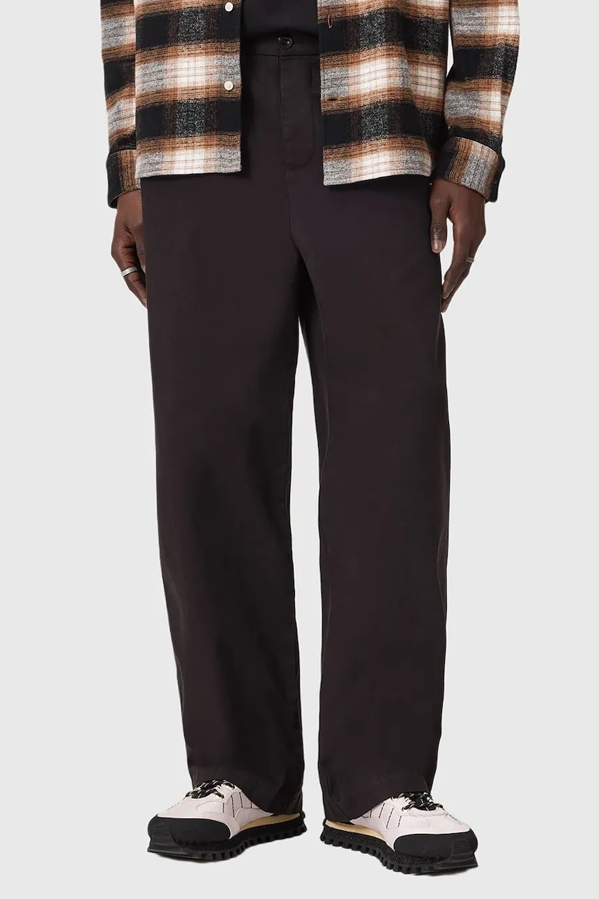 AllSaints pantaloni de bumbac culoarea negru, drept, M026TD