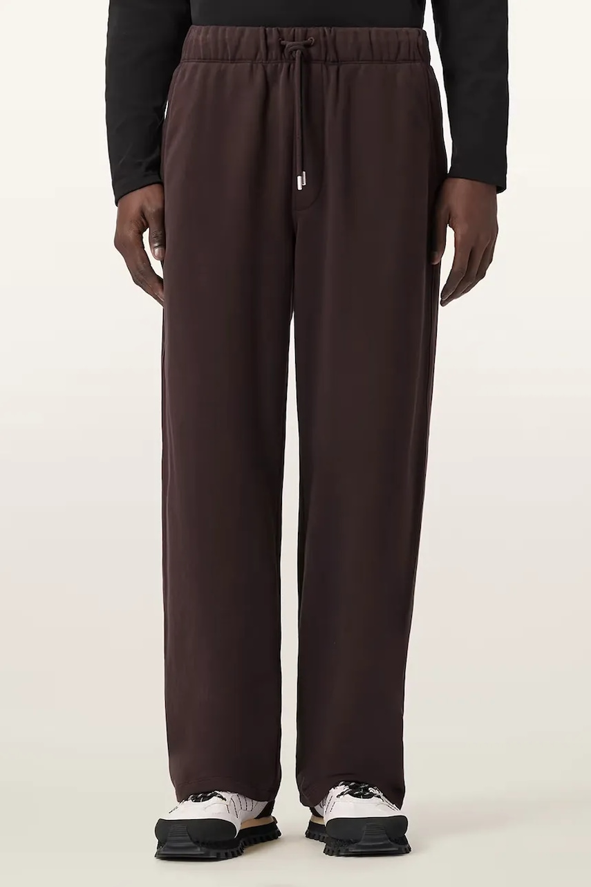 AllSaints pantaloni de trening din bumbac culoarea maro, uni, M032TD