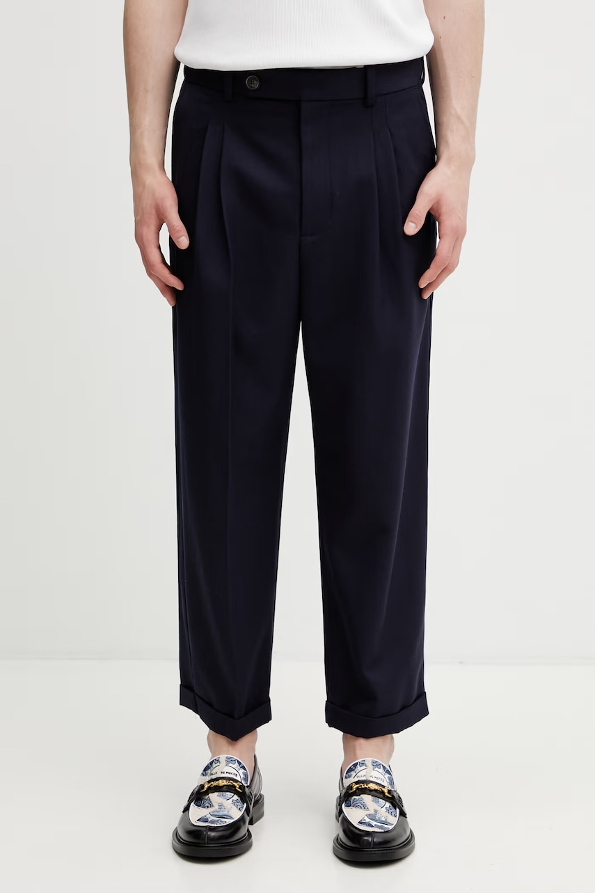 Drôle de Monsieur pantaloni pentru bărbați, cu amestec de lână