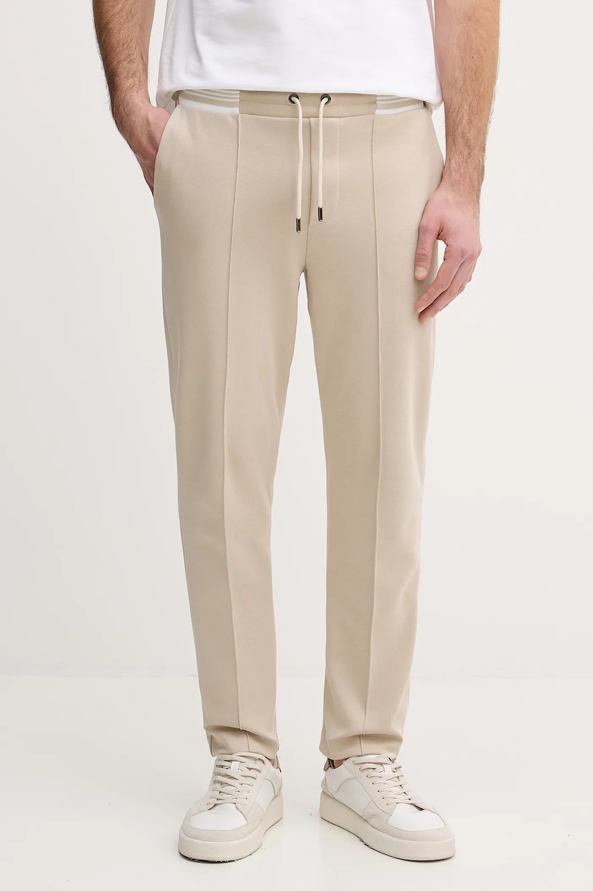 Joop! pantaloni de trening din bumbac culoarea bej, uni, 30100510