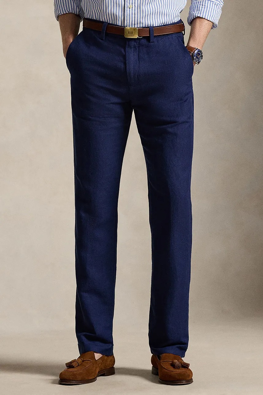 Levně Kalhoty s příměsí lnu Polo Ralph Lauren