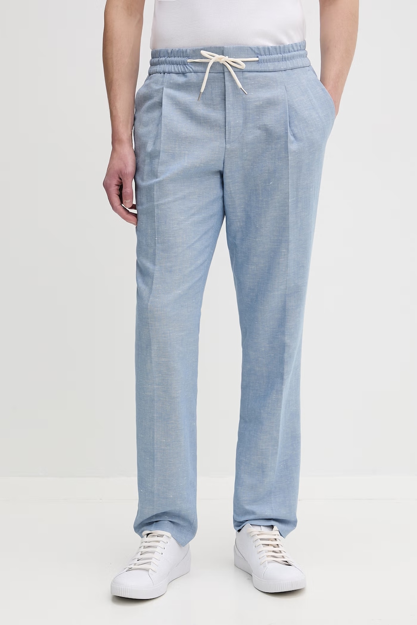 HUGO pantaloni slim fit pentru bărbați, cu amestec de in Getlin251F3