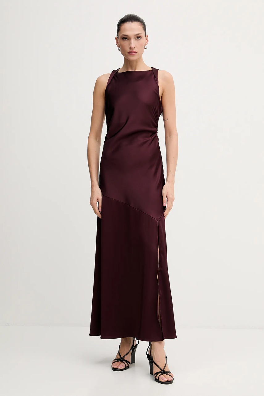 Gestuz rochie culoarea bordo, maxi, evazați, 10910802