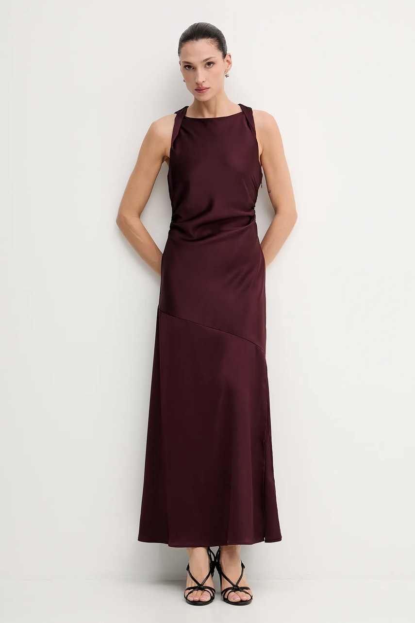 Сукня Gestuz колір бордовий maxi розкльошена 10910802