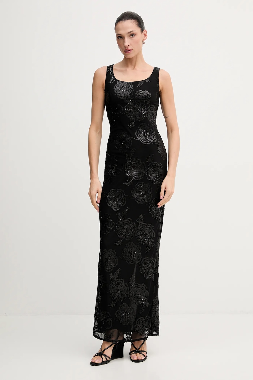 Rotate rochie culoarea negru, maxi, mulată, 115217100