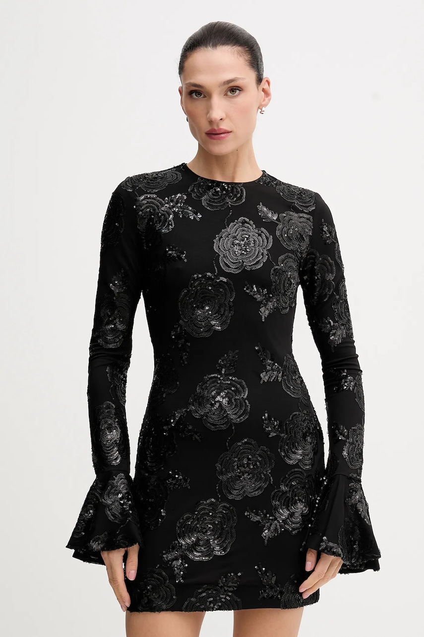 Rotate rochie culoarea negru, mini, mulată, 114928100