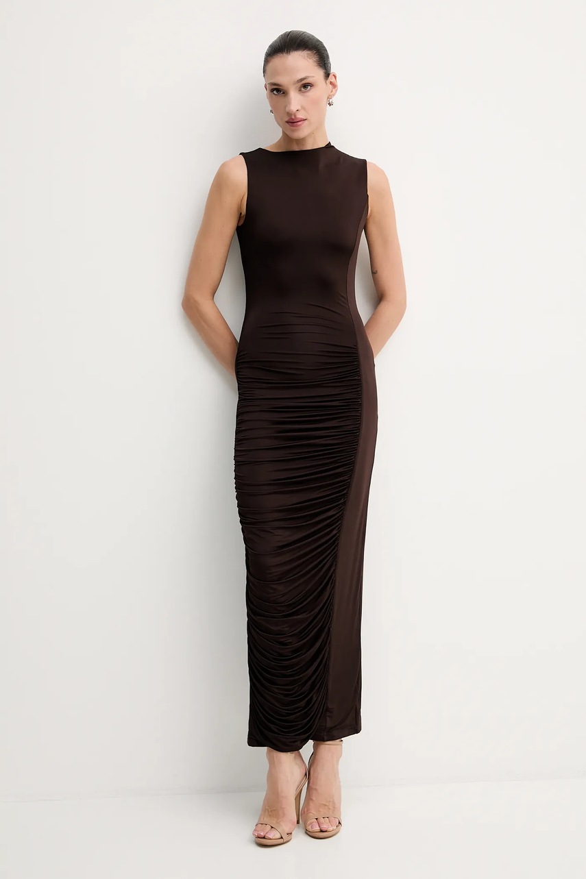 Сукня Rotate колір коричневий maxi облягаюча 1149652910