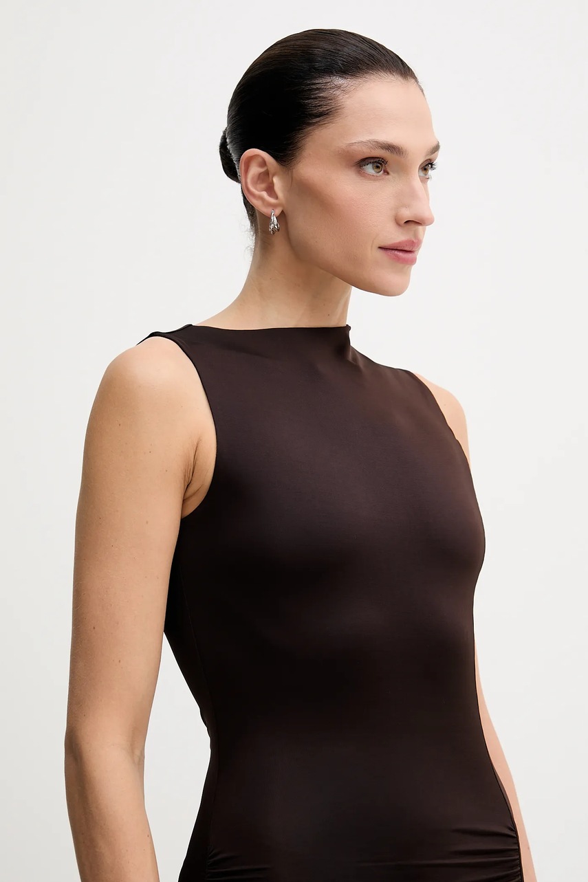 Сукня Rotate колір коричневий maxi облягаюча 1149652910