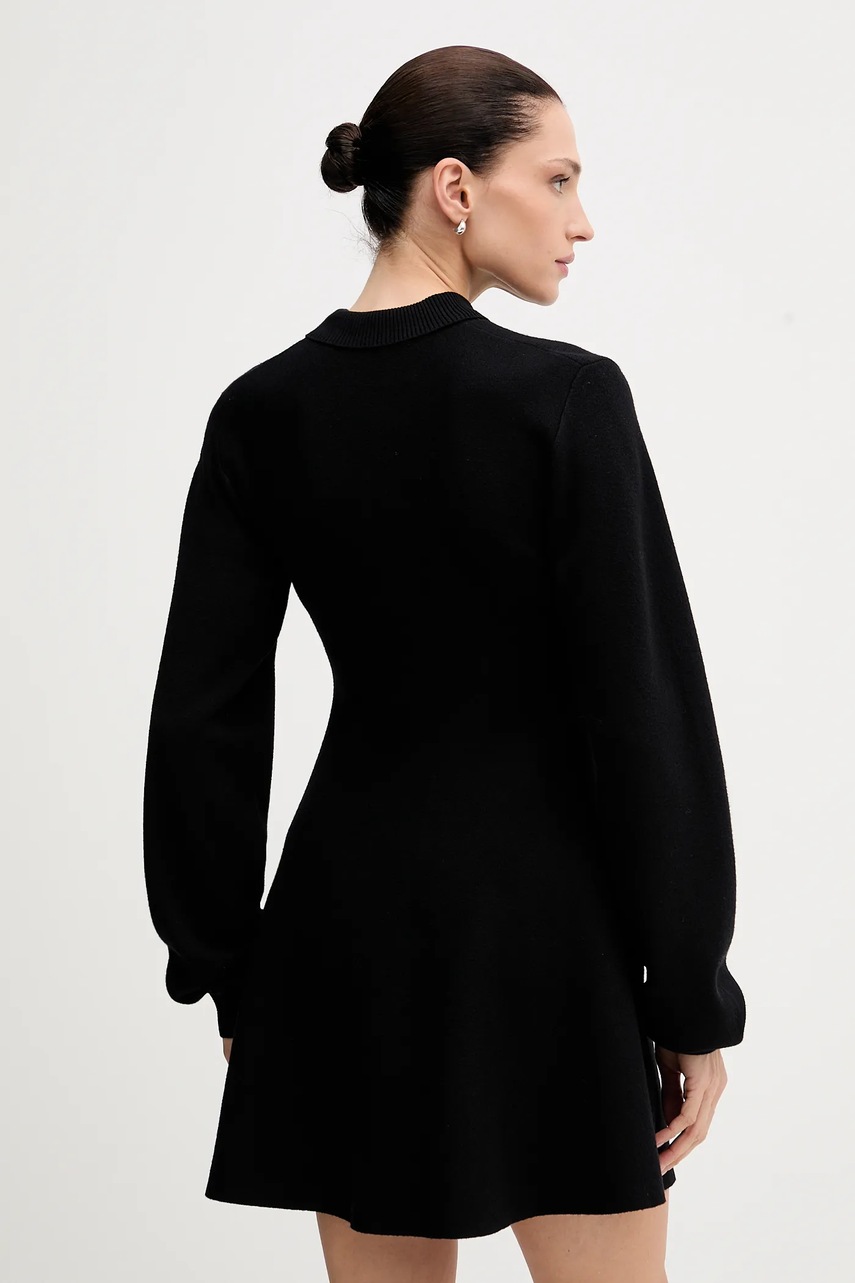 Сукня з додаванням вовни Rotate колір чорний mini розкльошена 115488100