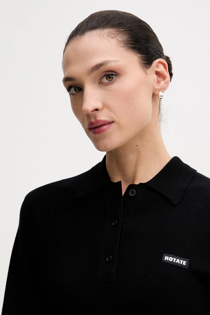 Сукня з додаванням вовни Rotate колір чорний mini розкльошена 115488100