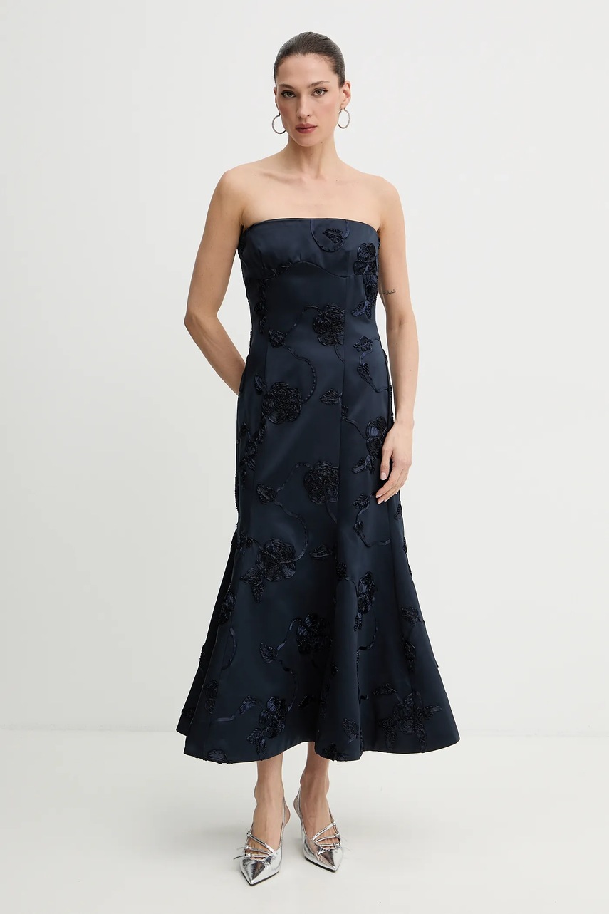 Rotate rochie culoarea bleumarin, midi, evazați, 1145922318