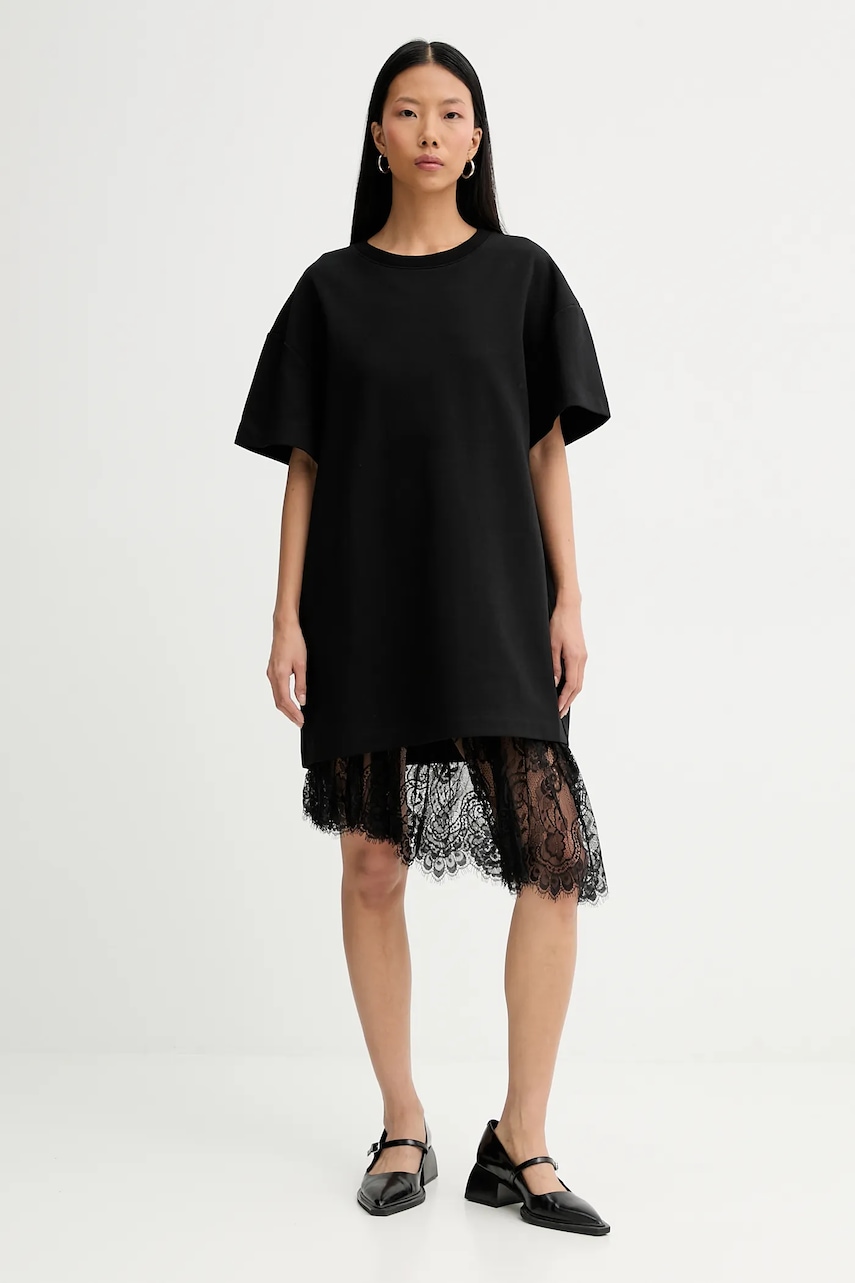 MUNTHE rochie din bumbac ROSIE culoarea negru, 254132025426