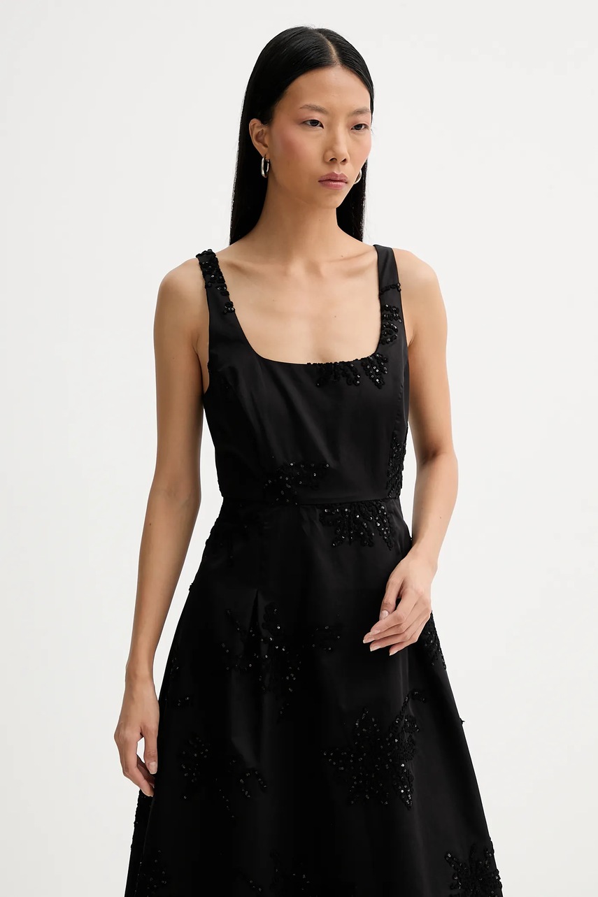 Бавовняна сукня MUNTHE RONIA колір чорний midi розкльошена 254135025401