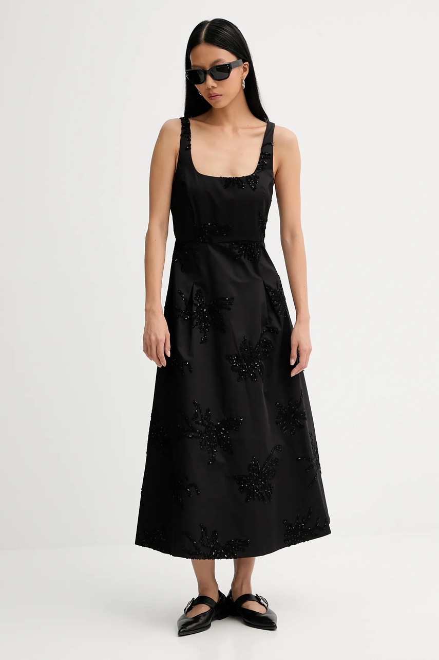 Бавовняна сукня MUNTHE RONIA колір чорний midi розкльошена 254135025401