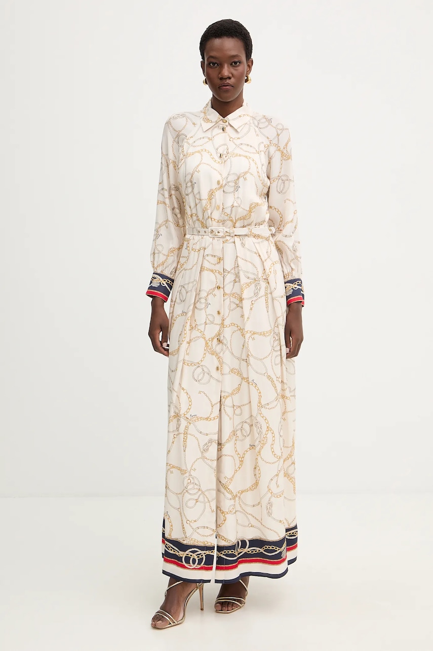 Viskózové šaty Marciano by Guess AMANDA béžová barva, maxi, 6RGK33 7439A