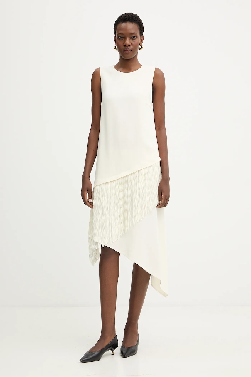 BOSS rochie Dadiva culoarea bej, midi, evazați, 50555052